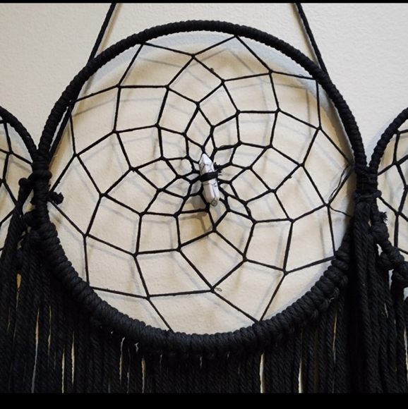New Black Triple Moon Goddess Macrame Wall Hanging Boho Wiccan Moon Phases - Picture 3 of 7